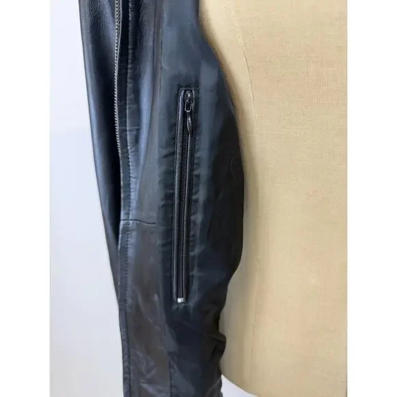 Fionte Italian Black Leather Mens Bomber Jacket XS #1-0164 Italy - Picture 11 of 13